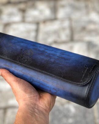 Galata Scripto Patina Blue Watch Roll For Four Watches