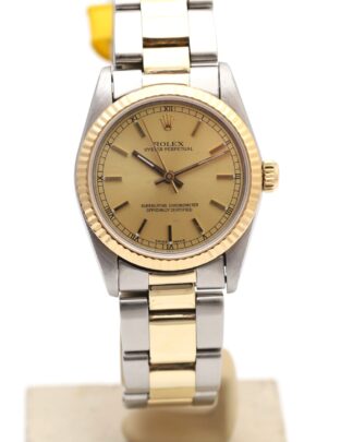 Rolex Oyster Perpetual Datejust Mid Size Steel & Gold Champagne Dial 31mm Ladies