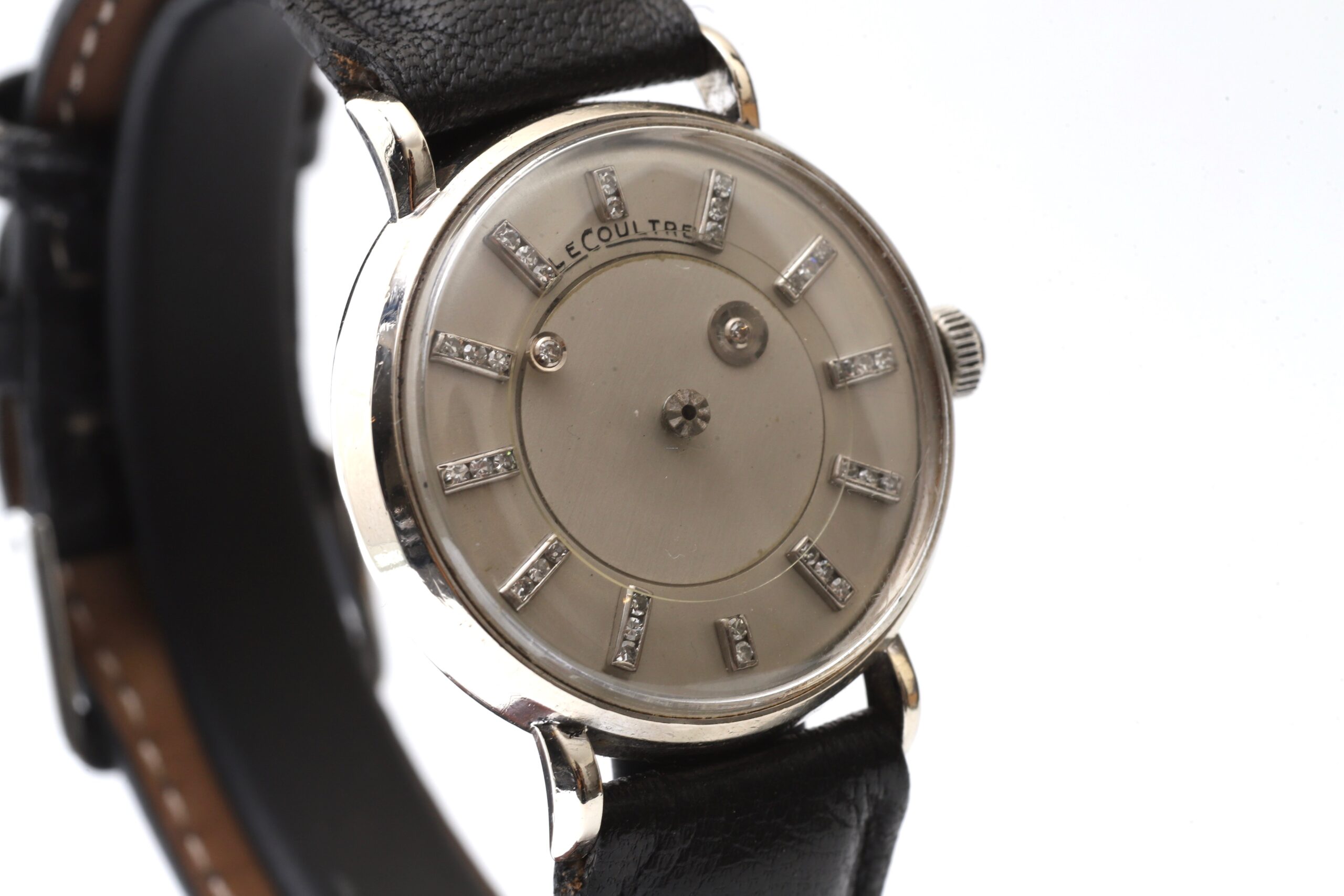 Jaeger-LeCoultre Galaxy Mystery Dial 14K Solid White Gold & Diamonds 1950s Vintage