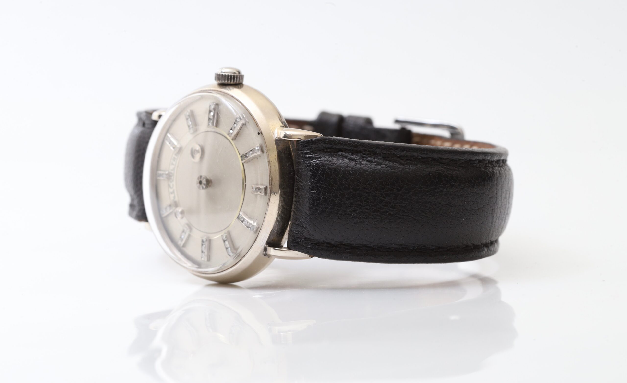 Jaeger-LeCoultre Galaxy Mystery Dial 14K Solid White Gold & Diamonds 1950s Vintage