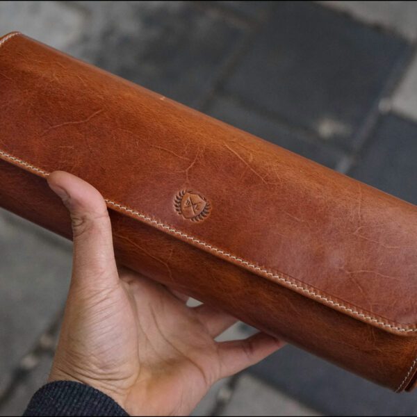Galata Montano Light Brown Watch Roll for Four Watches