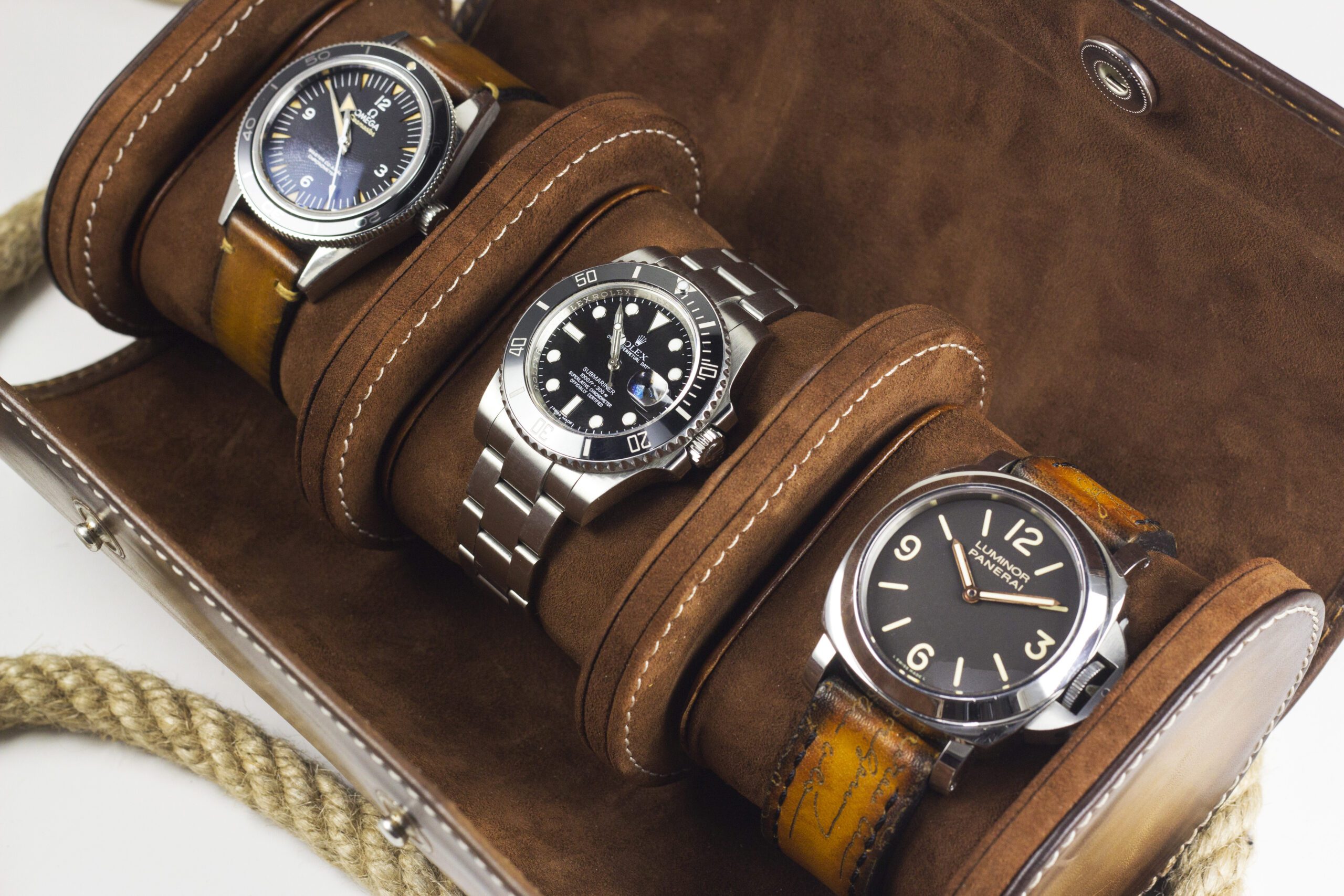 Galata Montano Light Brown Watch Roll for Three Watches