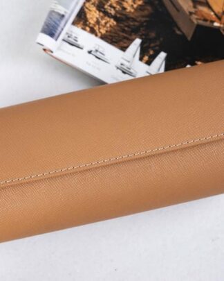Galata Saffiano Camel Watch Roll for Three Watches