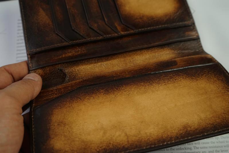 Bosphorus Leather Patina Light Tan Long Wallet