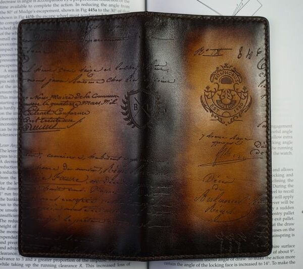 Bosphorus Leather Scripto Patina Light Tan Long Wallet