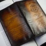 Bosphorus Leather Scripto Patina Light Tan Long Wallet