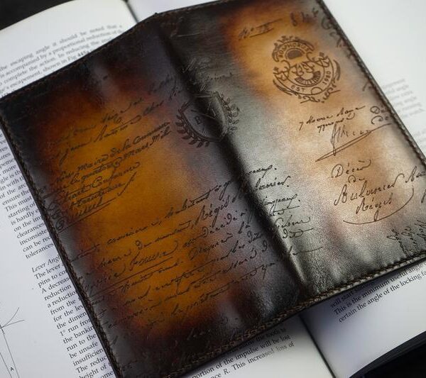 Bosphorus Leather Scripto Patina Light Tan Long Wallet