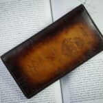 Bosphorus Leather Scripto Patina Light Tan Long Wallet