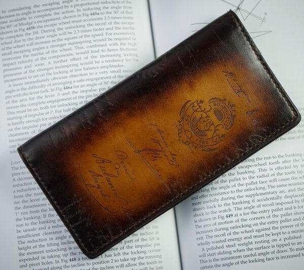Bosphorus Leather Scripto Patina Light Tan Long Wallet