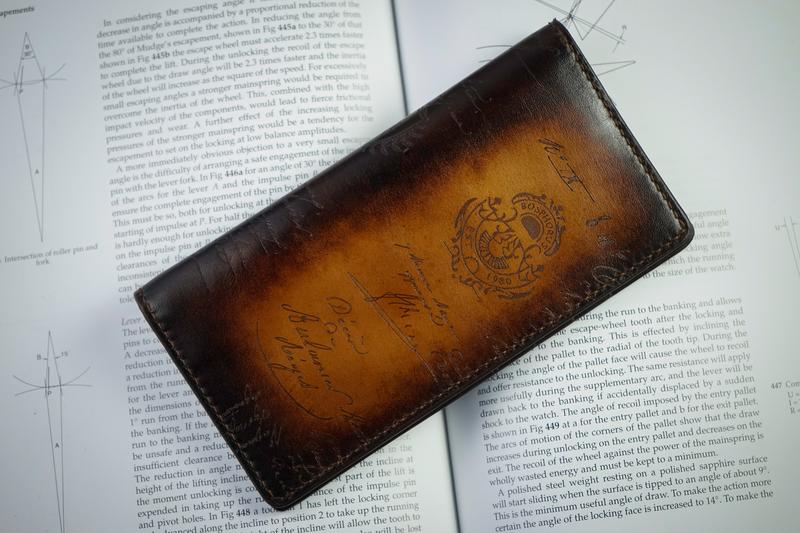 Bosphorus Leather Scripto Patina Light Tan Long Wallet