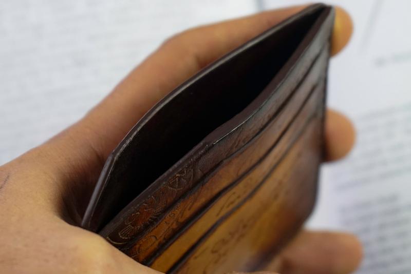 BOSPHORUS LEATHER SCRIPTO LIGHT TAN CARD HOLDER