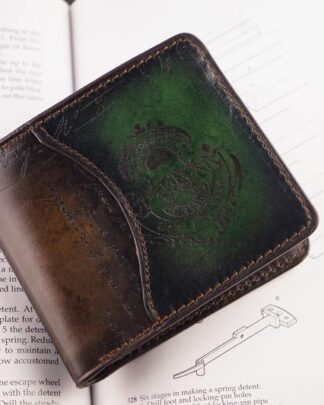 Bosphorus Leather Scripto Patina Green-Dark Brown Wallet
