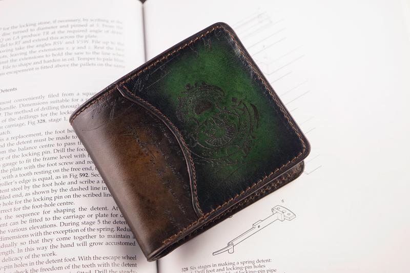 Bosphorus Leather Scripto Patina Green-Dark Brown Wallet