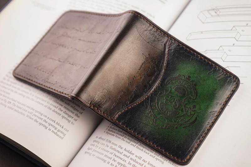 Bosphorus Leather Scripto Patina Green-Dark Brown Wallet