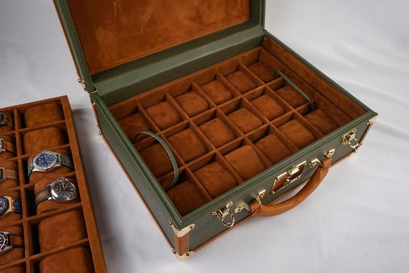 Saffiano Olive Watch Trunk for 36 Watches Saffiano Olive Watch Trunk for 36 Watches