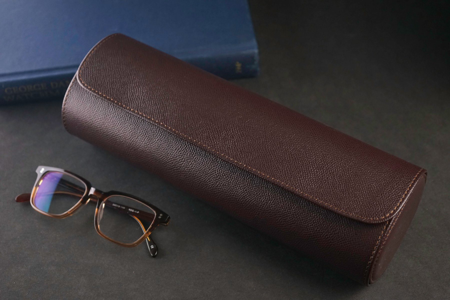 Galata Saffiano Dark Brown Watch Roll For Four Watches