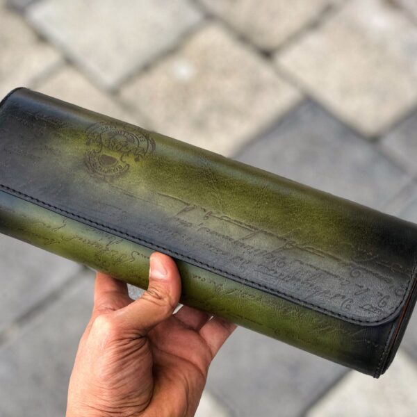 Galata Scripto Patina Green Watch Roll for Four Watches