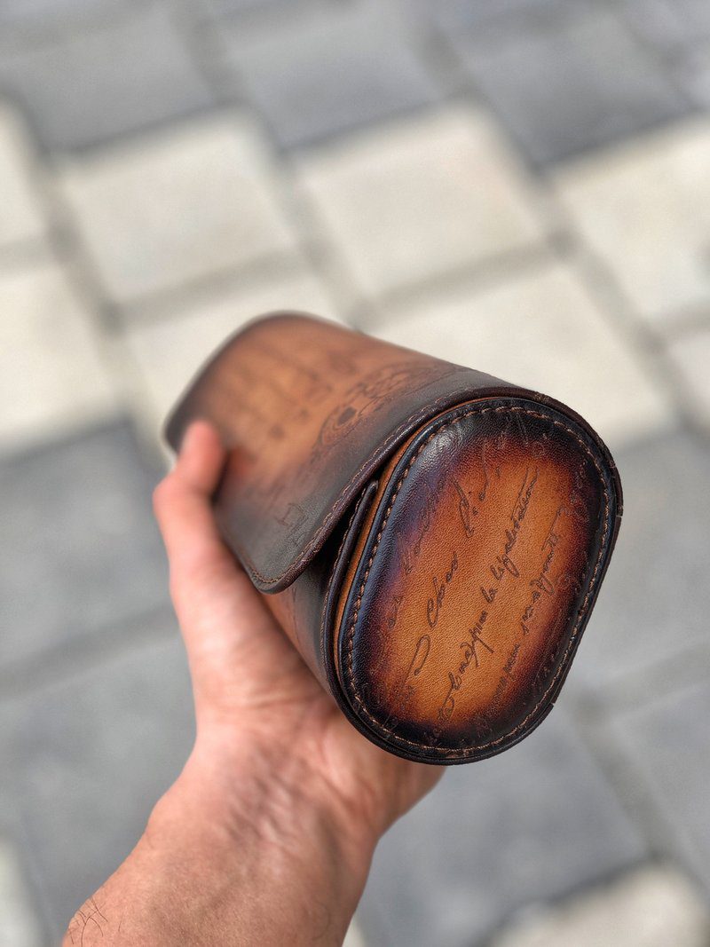 Galata Scripto Patina Light Tan Watch Roll for Four Watches Galata Scripto Patina Light Tan Watch Roll for Four Watches