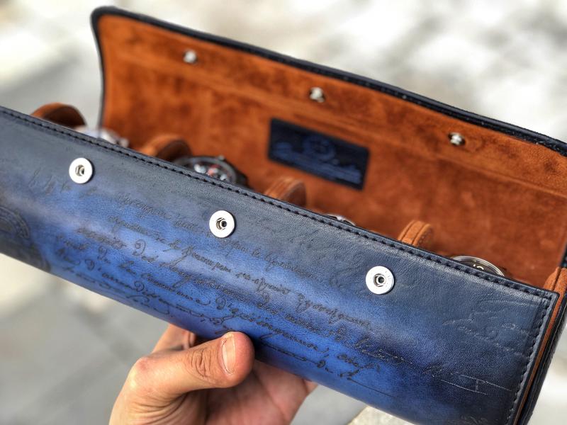 Galata Scripto Patina Blue Watch Roll For Four Watches Galata Scripto Patina Blue Watch Roll For Four Watches