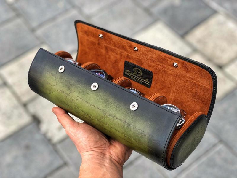 Galata Scripto Patina Green Watch Roll for Four Watches Galata Scripto Patina Green Watch Roll for Four Watches