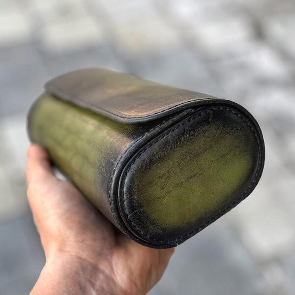 Galata Scripto Patina Green Watch Roll for Four Watches