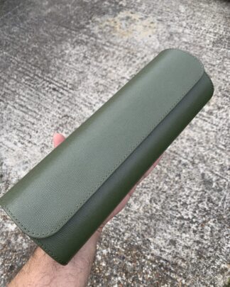 Galata Saffiano English Green Watch Roll for Four Watches