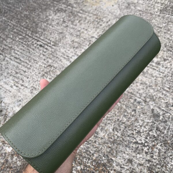 Galata Saffiano English Green Watch Roll for Four Watches