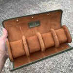 Galata Saffiano English Green Watch Roll for Four Watches
