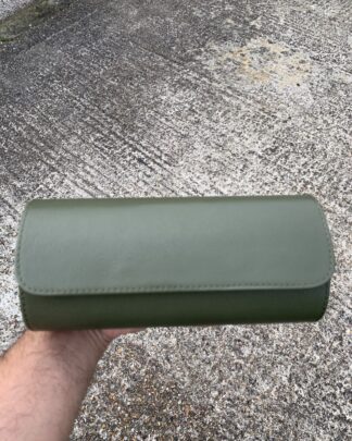 Galata Saffiano English Green Watch Roll for Three Watches