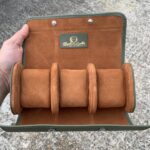 Galata Saffiano English Green Watch Roll for Three Watches