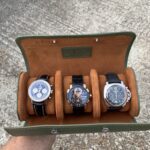 Galata Saffiano English Green Watch Roll for Three Watches