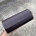 Galata Saffiano Dark Brown Watch Roll for Three Watches