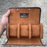 Galata Saffiano Dark Brown Watch Roll for Three Watches
