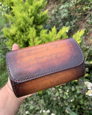 Galata Scripto Patina Light Tan Watch Roll for Two Watches