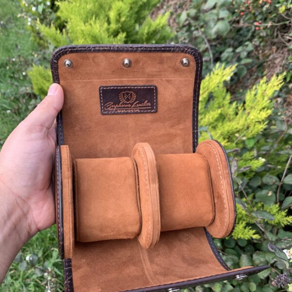 Galata Scripto Patina Light Tan Watch Roll for Two Watches