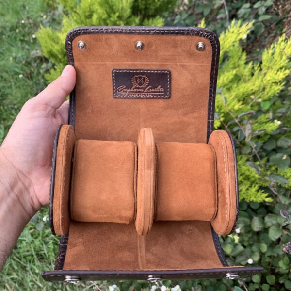 Galata Scripto Patina Light Tan Watch Roll for Two Watches
