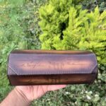 Hexagon Scripto Patina Java Brown Watch Roll for Three Watches