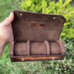 Hexagon Scripto Patina Java Brown Watch Roll for Three Watches