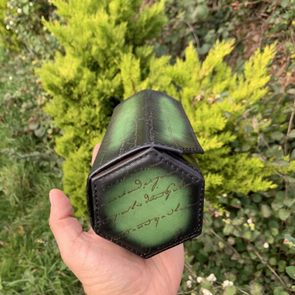 Hexagon Scripto Patina Green Watch Roll for Three Watches