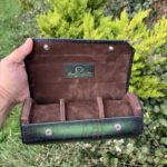 Hexagon Scripto Patina Green Watch Roll for Three Watches