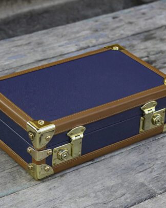 Petra Saffiano Navy Blue Watch Case for 8 Watches