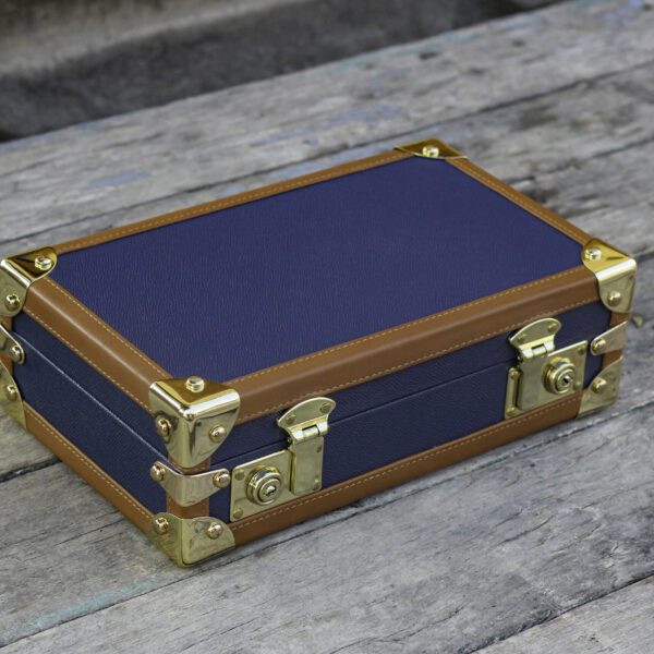 Petra Saffiano Navy Blue Watch Case for 8 Watches