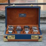 Petra Saffiano Navy Blue Watch Case for 8 Watches