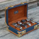 Petra Saffiano Navy Blue Watch Case for 8 Watches