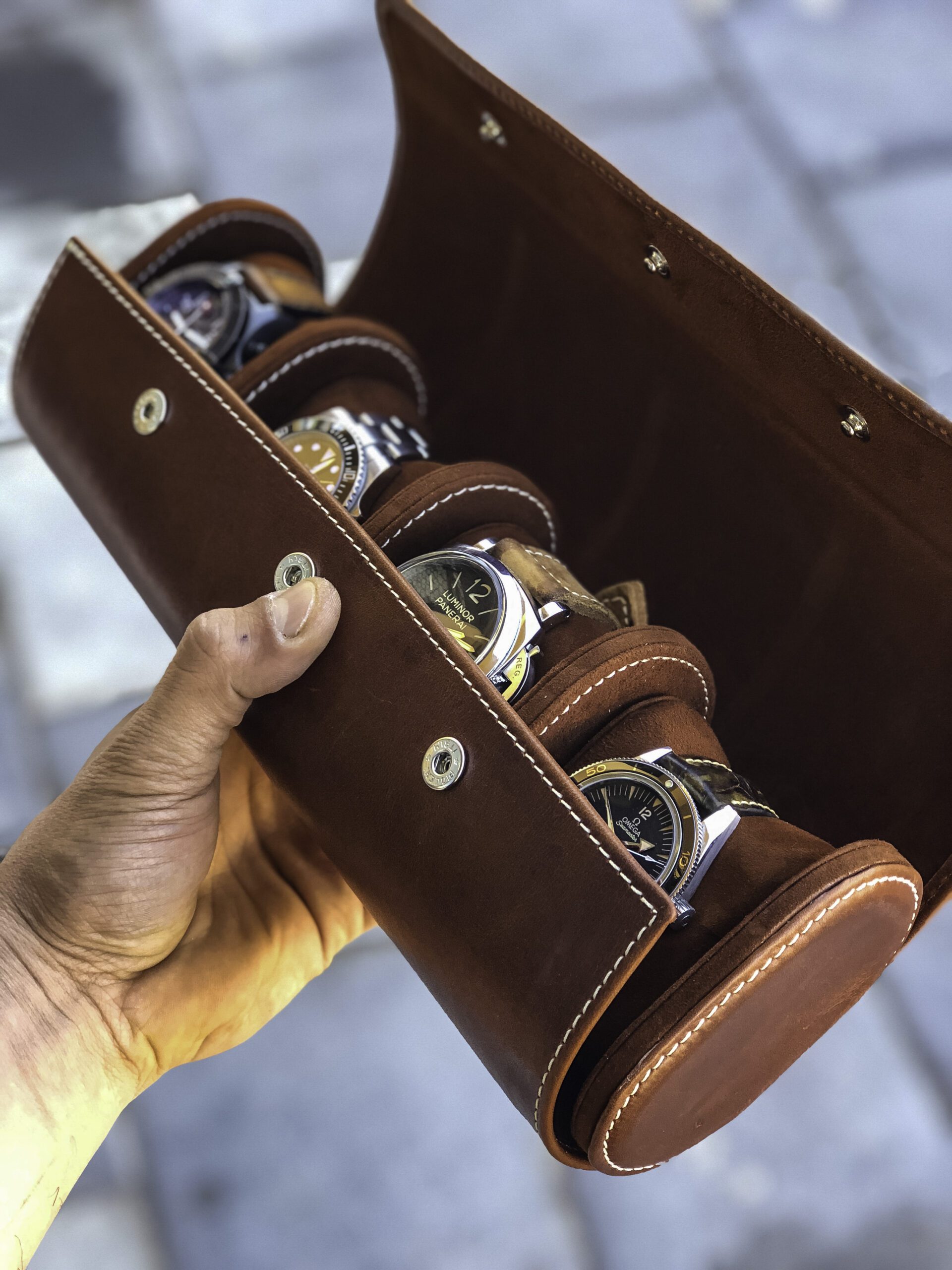 Galata Montano Brown Watch Roll for Four Watches Galata Montano Brown Watch Roll for Four Watches