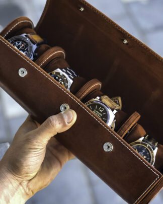 Galata Montano Brown Watch Roll for Four Watches