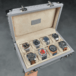 Petra Saffiano Light Grey Watch Case for 8 Watches