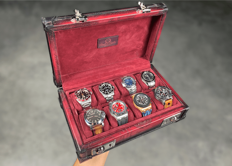 Petra Scripto Patina Red Watch Case for 8 Watches