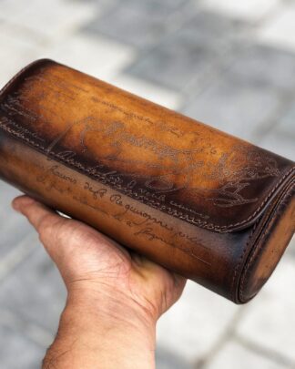 Galata Scripto Patina Light Tan Watch Roll for Three Watches