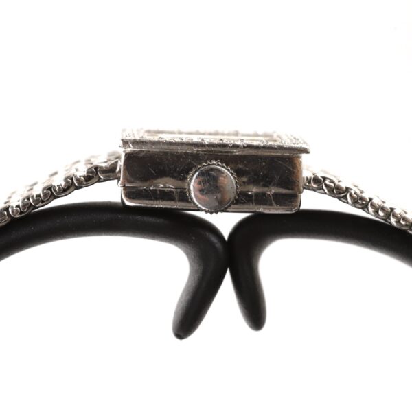 Longines Square Vintage 18k White Gold Bracelet Diamond Bezel 60s Circa